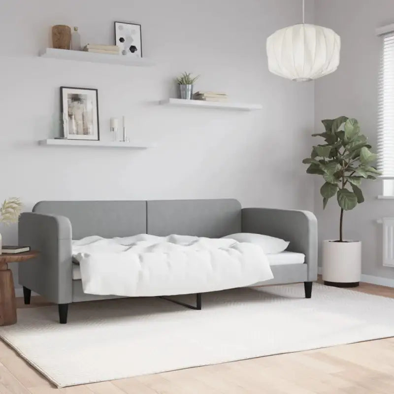 2-in-1 Slaapbank voor Woon- of Slaapkamer - Lichtgrijs / 90 x 190 cm / zonder matras - Bedden & bedframes
