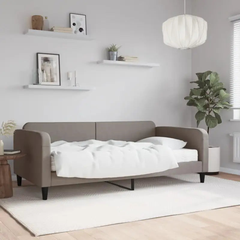 2-in-1 Slaapbank voor Woon- of Slaapkamer - Taupe / 100 x 200 cm / met matras - Bedden & bedframes