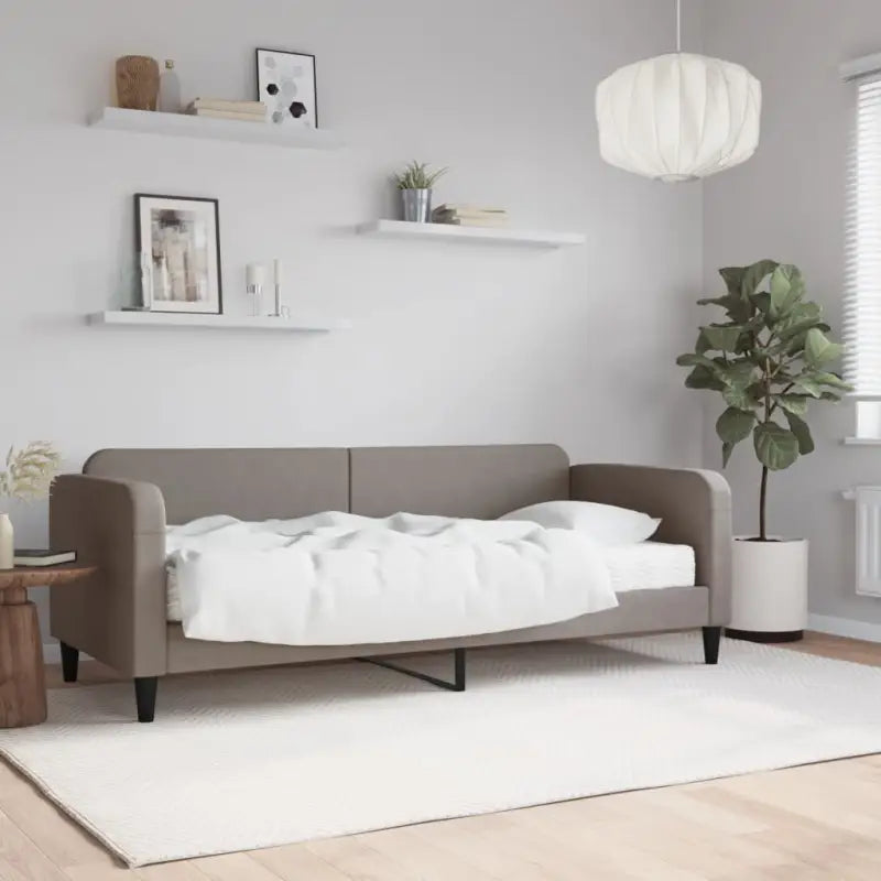 2-in-1 Slaapbank voor Woon- of Slaapkamer - Taupe / 80 x 200 cm / met matras - Bedden & bedframes