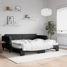 2-in-1 Slaapbank voor Woon- of Slaapkamer - Zwart / 90 x 190 cm / met onderschuifbed en matras - Bedden & bedframes