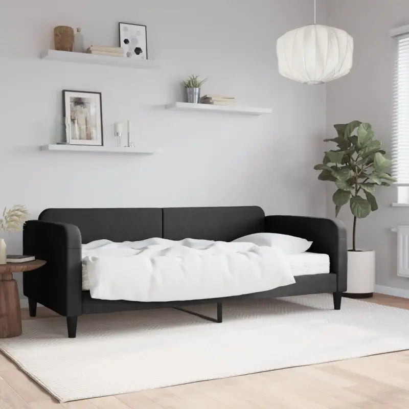 2-in-1 Slaapbank voor Woon- of Slaapkamer - Zwart / 90 x 190 cm / met matras - Bedden & bedframes