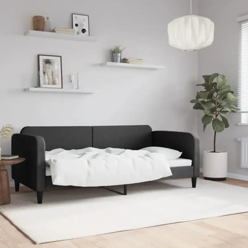 2-in-1 Slaapbank voor Woon- of Slaapkamer - Zwart / 90 x 190 cm / zonder matras - Bedden & bedframes
