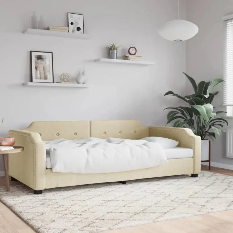 2-in-1 Slaapbank voor Woonkamer en Slaapkamer - Crème / 80 x 200 cm / zonder matras - Bedden & bedframes