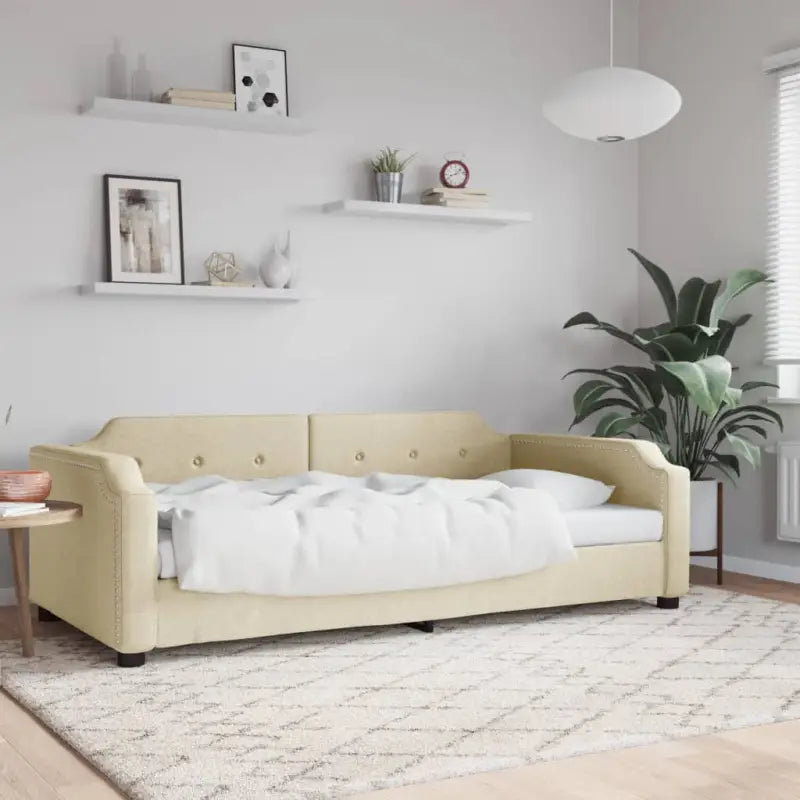 2-in-1 Slaapbank voor Woonkamer en Slaapkamer - Crème / 90 x 200 cm / zonder matras - Bedden & bedframes