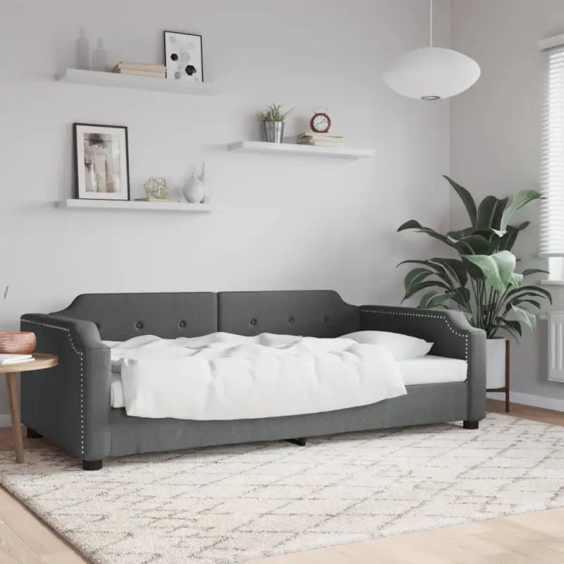 2-in-1 Slaapbank voor Woonkamer en Slaapkamer - Donkergrijs / 90 x 190 cm / zonder matras - Bedden & bedframes