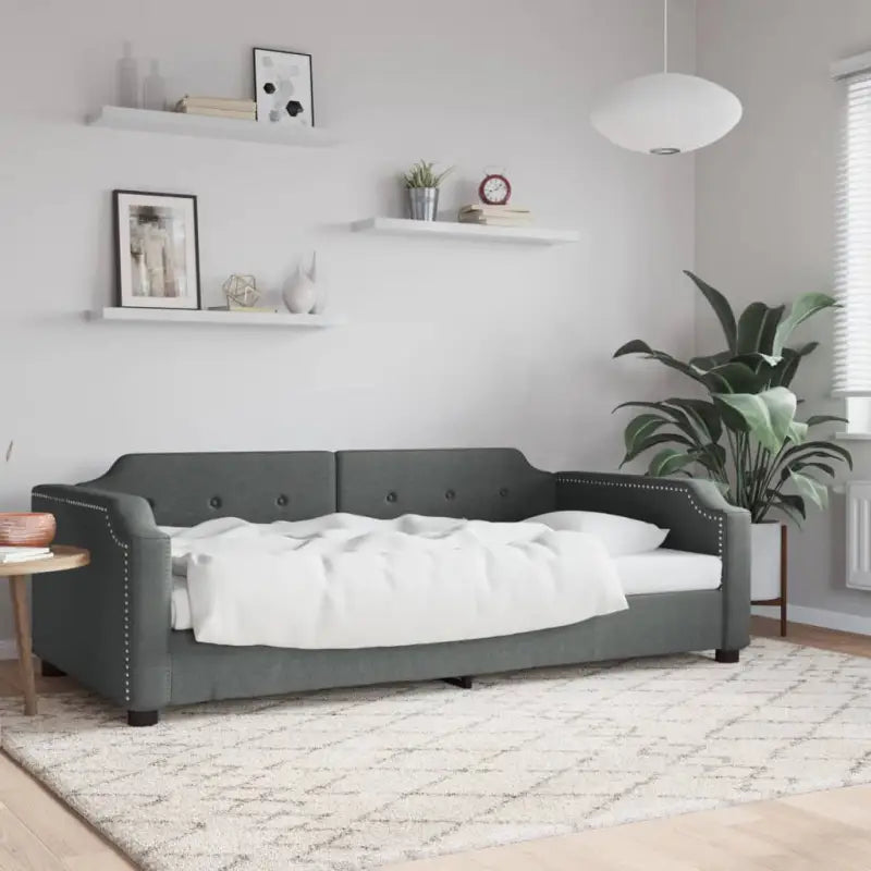 2-in-1 Slaapbank voor Woonkamer en Slaapkamer - Donkergrijs / 90 x 200 cm / zonder matras - Bedden & bedframes