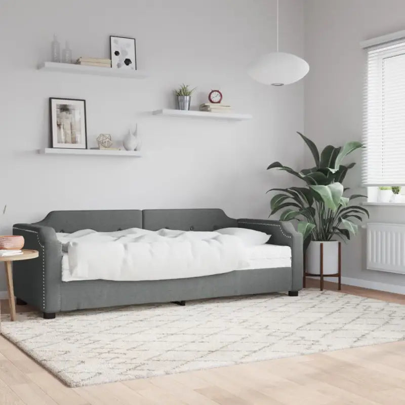 2-in-1 Slaapbank voor Woonkamer en Slaapkamer - Donkergrijs / 90 x 200 cm / met matras - Bedden & bedframes