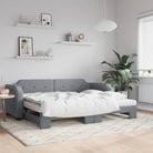 2-in-1 Slaapbank voor Woonkamer en Slaapkamer - Lichtgrijs / 100 x 200 cm / met onderschuifbed en matras - Bedden &