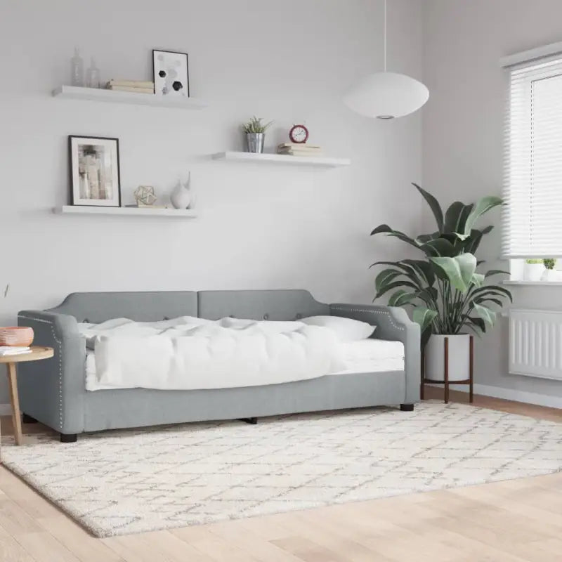 2-in-1 Slaapbank voor Woonkamer en Slaapkamer - Lichtgrijs / 90 x 190 cm / met matras - Bedden & bedframes