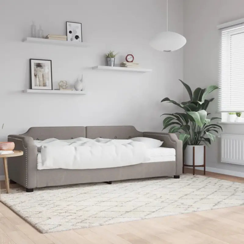 2-in-1 Slaapbank voor Woonkamer en Slaapkamer - Taupe / 100 x 200 cm / met matras - Bedden & bedframes