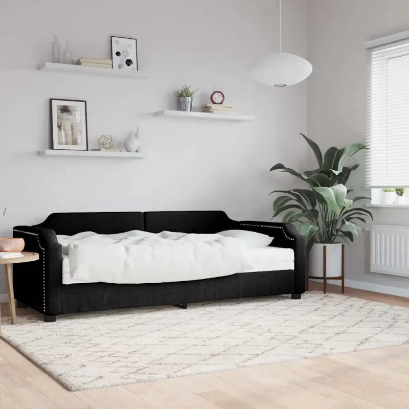 2-in-1 Slaapbank voor Woonkamer en Slaapkamer - Zwart / 80 x 200 cm / met matras - Bedden & bedframes