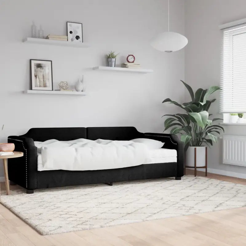 2-in-1 Slaapbank voor Woonkamer en Slaapkamer - Zwart / 90 x 200 cm / met matras - Bedden & bedframes