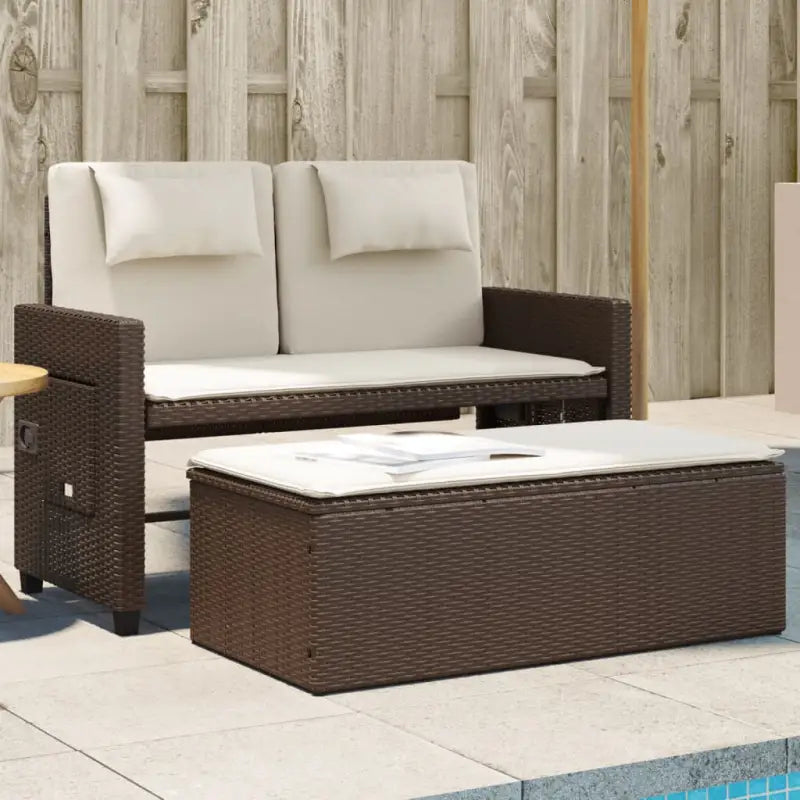 2-in-1 Tuinbank met poly Rattan en Wasbare Hoezen - Bruin / 1 - Tuinbanken