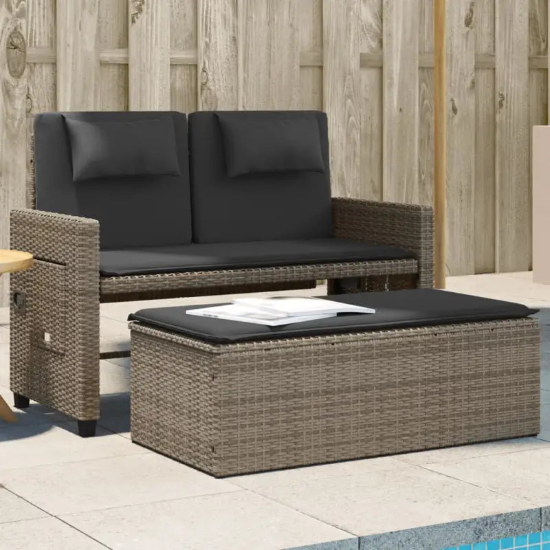 2-in-1 Tuinbank met poly Rattan en Wasbare Hoezen - Grijs / 1 - Tuinbanken