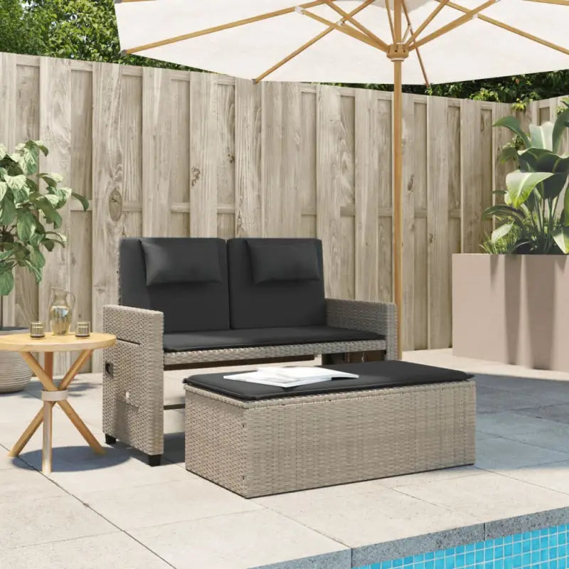2-in-1 Tuinbank met poly Rattan en Wasbare Hoezen - Tuinbanken
