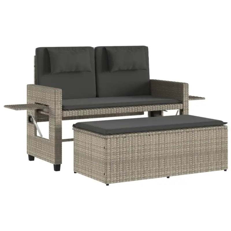 2-in-1 Tuinbank met poly Rattan en Wasbare Hoezen - Tuinbanken