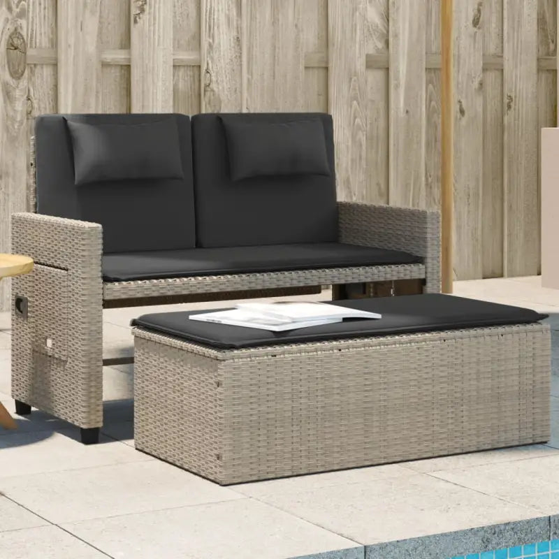 2-in-1 Tuinbank met poly Rattan en Wasbare Hoezen - Tuinbanken