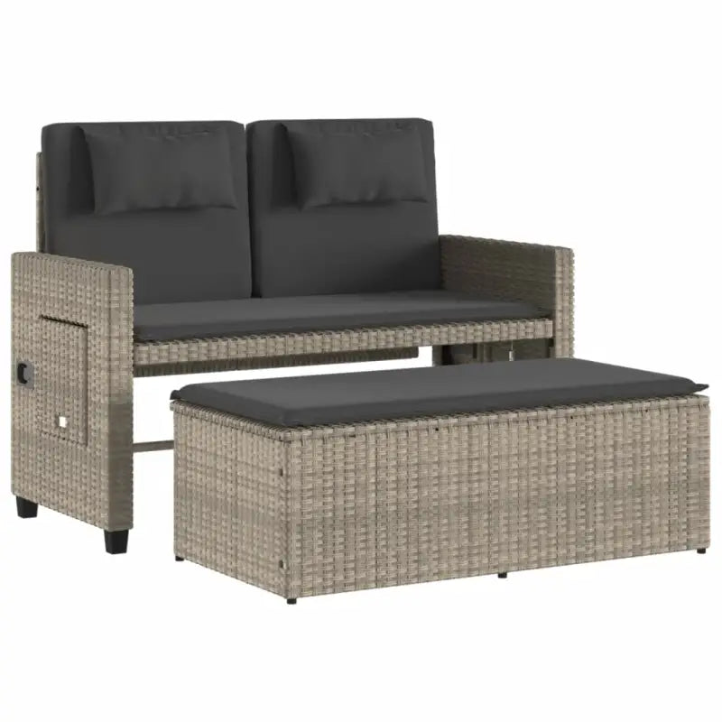 2-in-1 Tuinbank met poly Rattan en Wasbare Hoezen - Tuinbanken