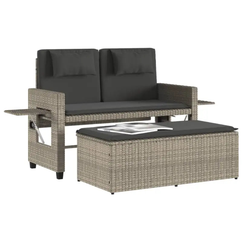 2-in-1 Tuinbank met poly Rattan en Wasbare Hoezen - Tuinbanken
