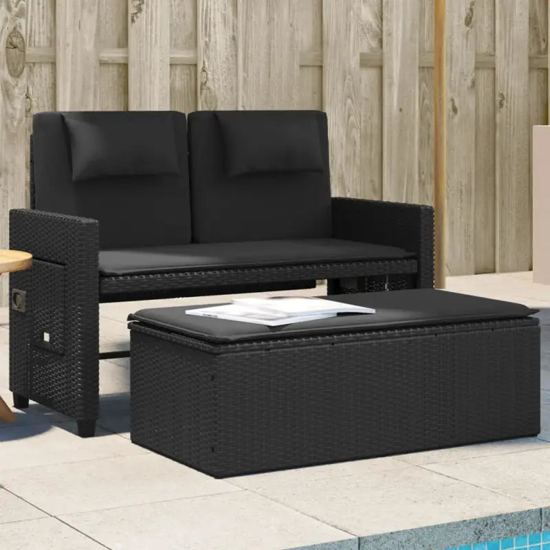 2-in-1 Tuinbank met poly Rattan en Wasbare Hoezen - Zwart / 1 - Tuinbanken
