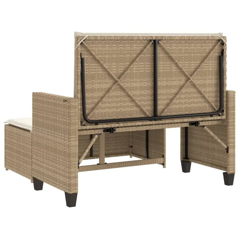 2-in-1 tuinbank van gepoedercoat staal en poly rattan met comfortabele zitervaring - Tuinbanken