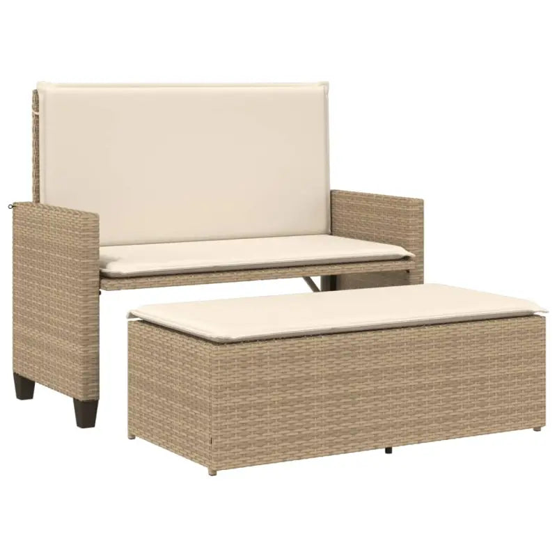 2-in-1 tuinbank van gepoedercoat staal en poly rattan met comfortabele zitervaring - Tuinbanken