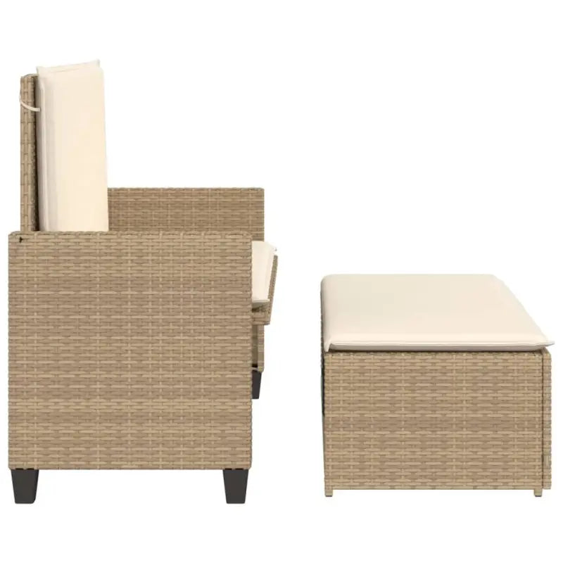 2-in-1 tuinbank van gepoedercoat staal en poly rattan met comfortabele zitervaring - Tuinbanken