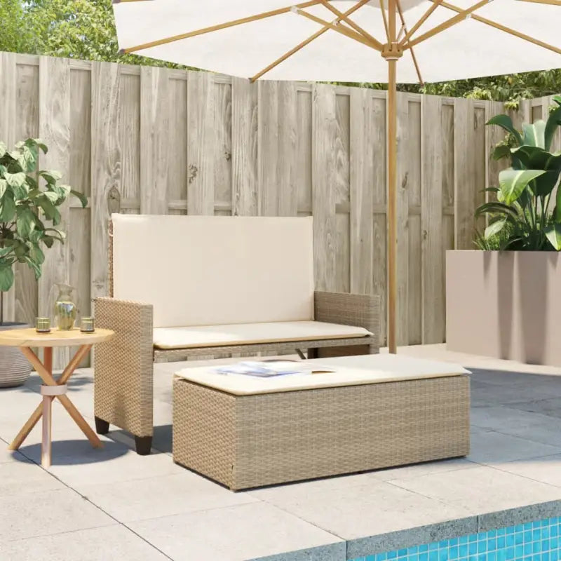 2-in-1 tuinbank van gepoedercoat staal en poly rattan met comfortabele zitervaring - Tuinbanken