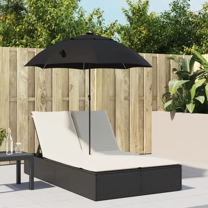 2-persoons ligbed met poly rattan voor een comfortabele zitervaring - Zwart / 1 - Ligstoelen