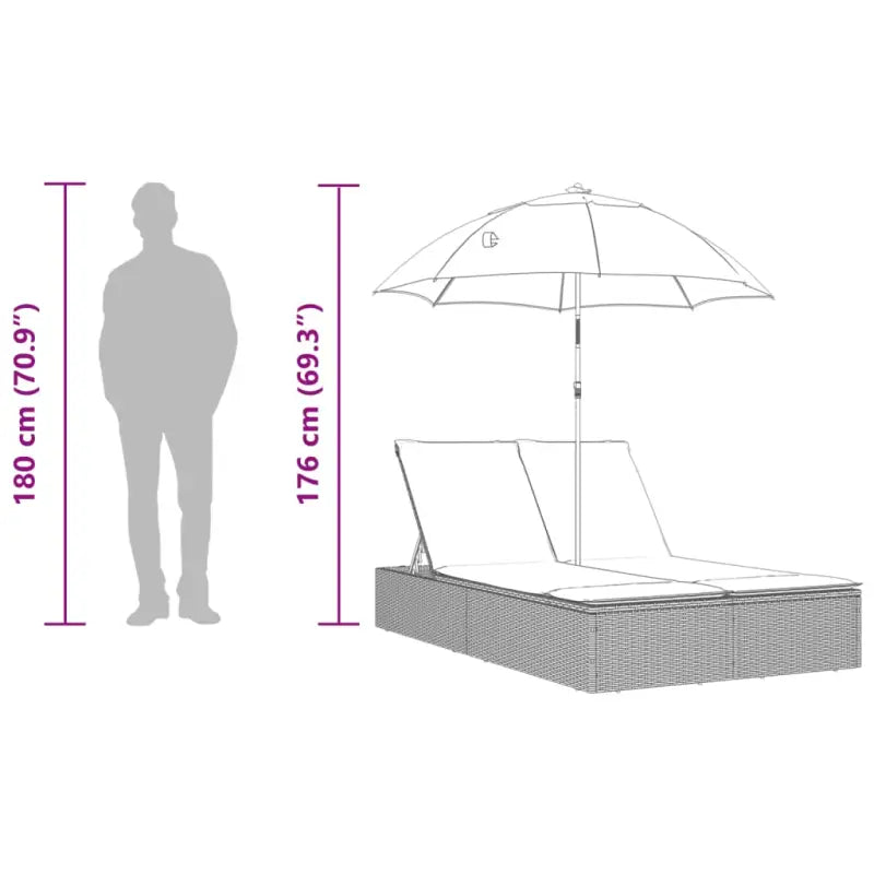2-persoons ligbed met poly rattan voor een comfortabele zitervaring - Ligstoelen