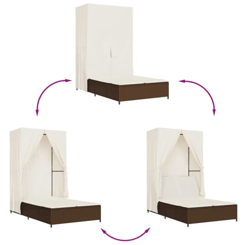 2 persoons ligbed van poly rattan met wasbare hoes voor buitengebruik - Ligstoelen