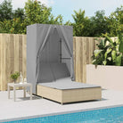 2 persoons ligbed van poly rattan met wasbare hoes voor buitengebruik - Beige en grijs / 1 - Ligstoelen