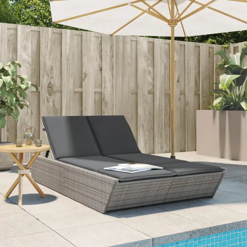 2-persoons ligbed van poly rattan met wasbare hoes voor buitengebruik - Grijs / 1 - Ligstoelen