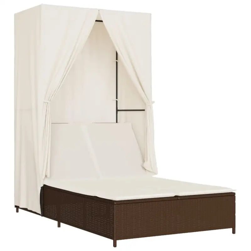 2 persoons ligbed van poly rattan met wasbare hoes voor buitengebruik - Ligstoelen