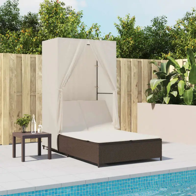 2 persoons ligbed van poly rattan met wasbare hoes voor buitengebruik - Ligstoelen