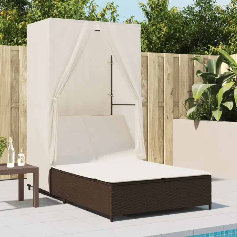 2 persoons ligbed van poly rattan met wasbare hoes voor buitengebruik - Ligstoelen