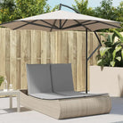 2-persoons ligbed van poly rattan met wasbare hoes voor buitenplezier - Beige en grijs / 1 - Ligstoelen