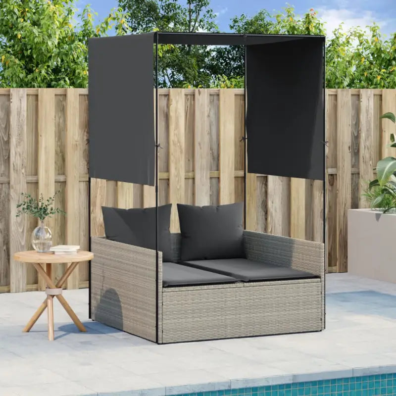 2-persoons ligbed van poly rattan met wasbare hoes voor buitenplezier - Lichtgrijs / 1 - Ligstoelen