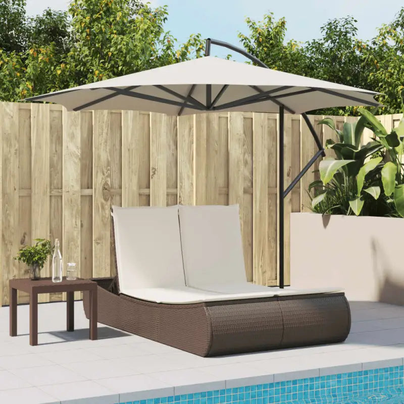 2-persoons ligbed van poly rattan met wasbare hoes voor buitenplezier - Ligstoelen