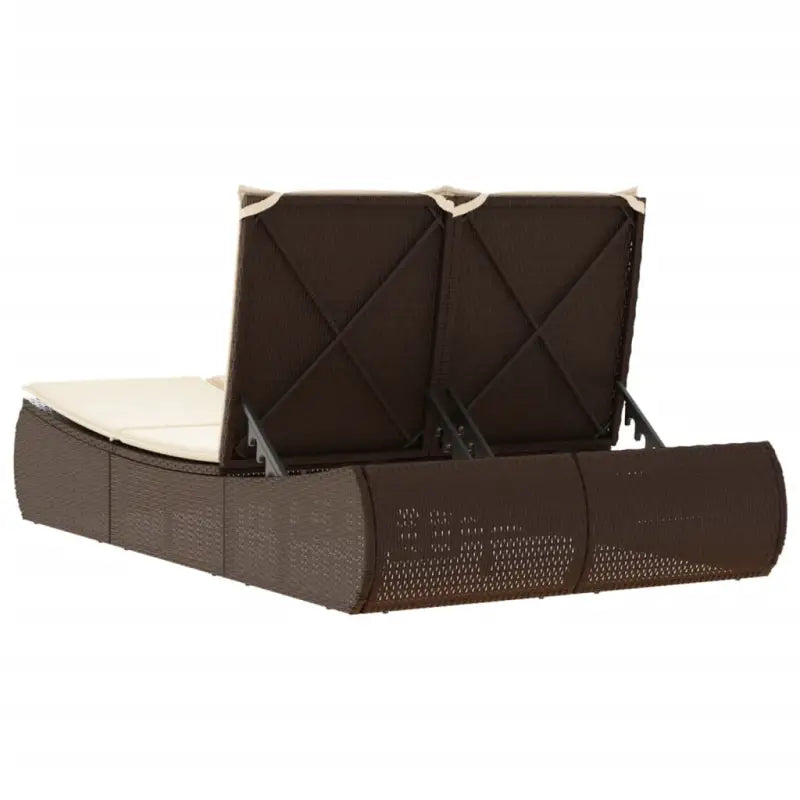 2-persoons ligbed van poly rattan met wasbare hoes voor buitenplezier - Ligstoelen