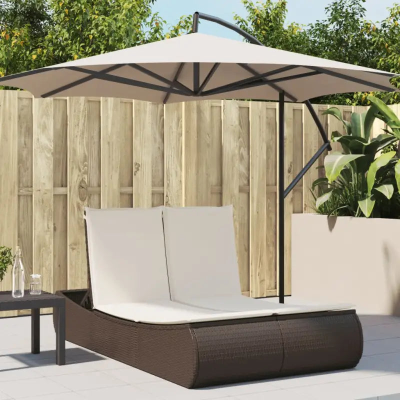 2-persoons ligbed van poly rattan met wasbare hoes voor buitenplezier - Ligstoelen