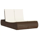 2-persoons ligbed van poly rattan met wasbare hoes voor buitenplezier - Ligstoelen