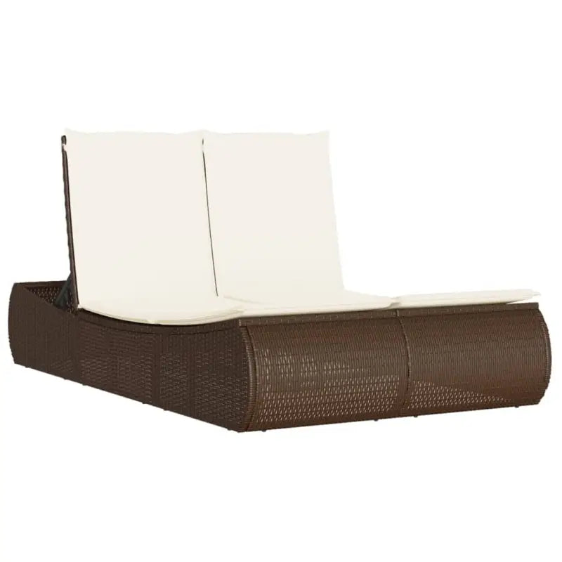 2-persoons ligbed van poly rattan met wasbare hoes voor buitenplezier - Ligstoelen