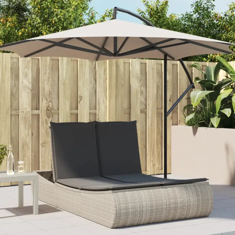 2-persoons ligbed van poly rattan met wasbare hoes voor buitenplezier - Lichtgrijs / 1 - Ligstoelen