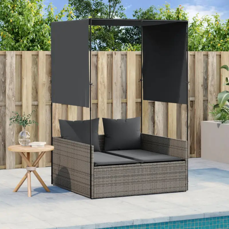 2-persoons ligbed van poly rattan met wasbare hoes voor buitenplezier - Grijs / 1 - Ligstoelen