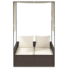 2-persoons ligbed van poly rattan met wasbare hoes voor buitenplezier - Ligstoelen