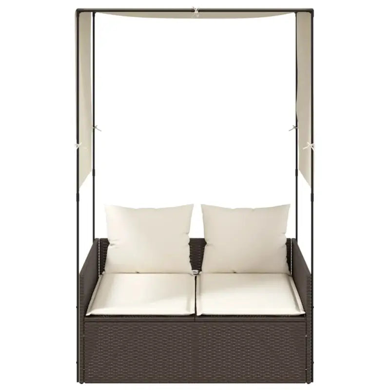 2-persoons ligbed van poly rattan met wasbare hoes voor buitenplezier - Ligstoelen