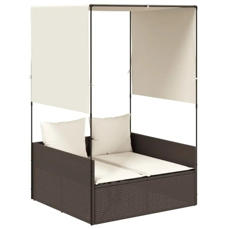 2-persoons ligbed van poly rattan met wasbare hoes voor buitenplezier - Ligstoelen