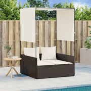 2-persoons ligbed van poly rattan met wasbare hoes voor buitenplezier - Ligstoelen