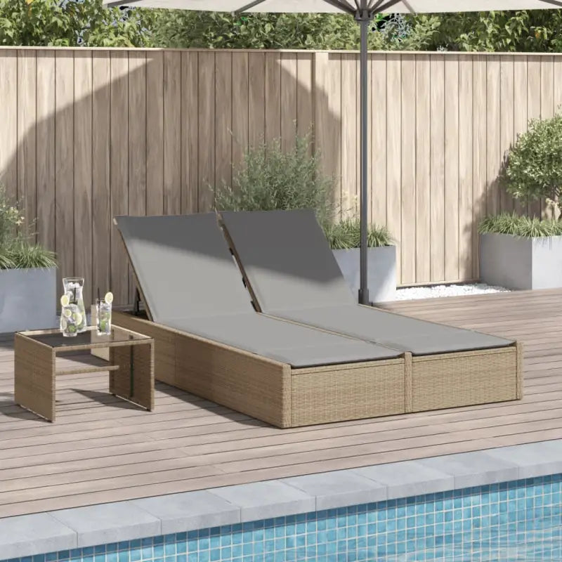 2 Persoons Ligbed van Poly Rattan voor een Comfortabele Zitervaring - Beige en grijs / 1 - Ligstoelen